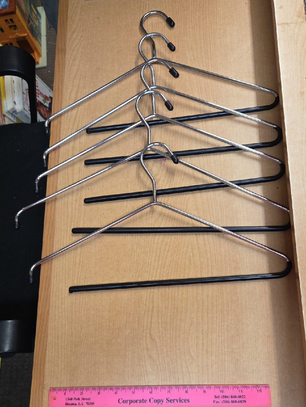 Heavy Duty Jacket Hangers with Pant Bar, Black (C)
